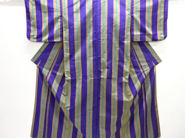 JAPANESE KIMONO / ANTIQUE KIMONO / TAISHO ROMAN STYLE / WOVEN STRIPE